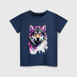 Детская футболка хлопок Волчья морда - поп-арт - цвет
