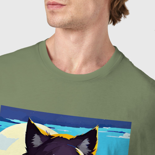 Мужская футболка хлопок с принтом Девочка-волчонок - аниме, фото #4