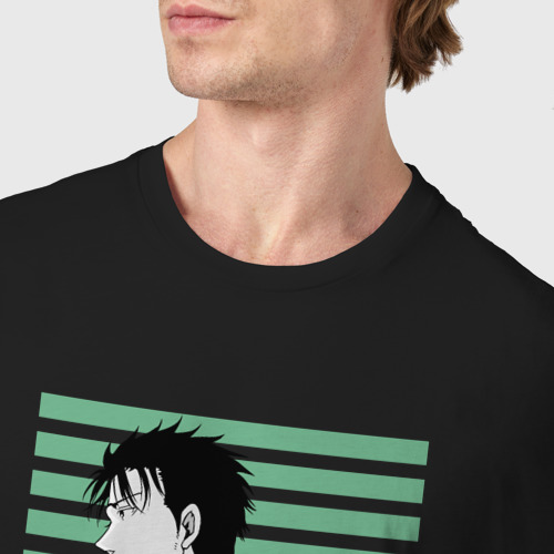 Мужская футболка хлопок Ринтаро Окабэ, цвет черный - фото 6