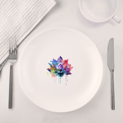 Набор: тарелка + кружка Яркий акварельный дзен лотос - фото 2