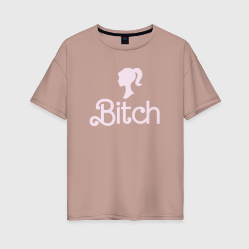 Женская футболка хлопок Oversize Стиль барби с иконкой, цвет пыльно-розовый
