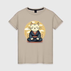 Женская футболка хлопок Дзен-кот