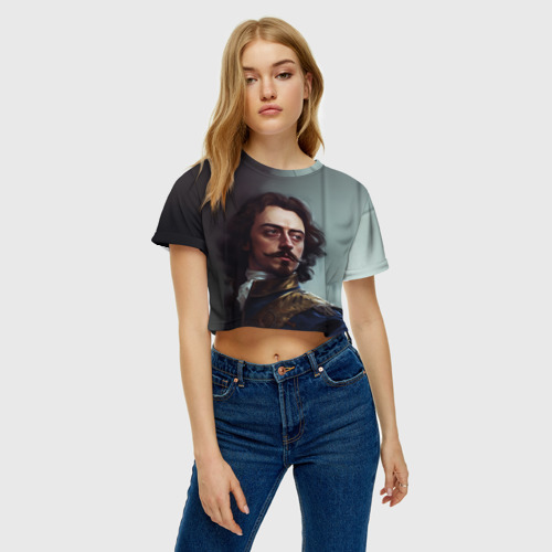 Женская футболка Crop-top 3D Пётр 1, цвет 3D печать - фото 3