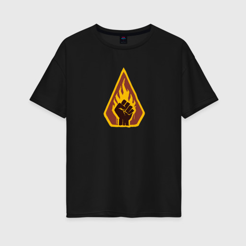 Женская футболка хлопок Oversize Baldurs Gate 3 Flaming Fist, цвет черный