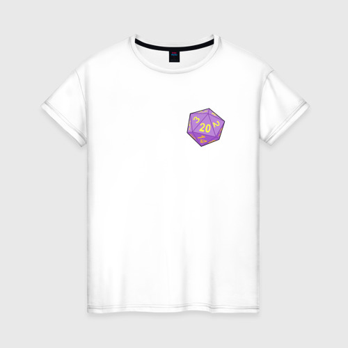 Женская футболка из хлопка с принтом Baldurs Gate 3 D20, вид спереди №1