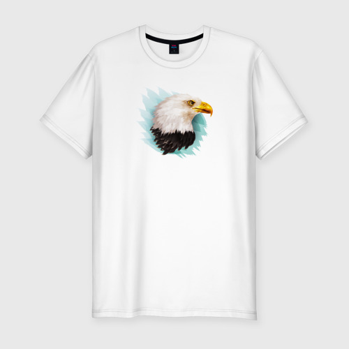 Мужская футболка хлопок Slim с принтом Белоголовый орёл, вид спереди #2