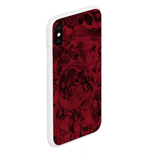 Чехол для iPhone XS Max матовый Битва ангелов и демонов на красном фоне, цвет белый - фото 3