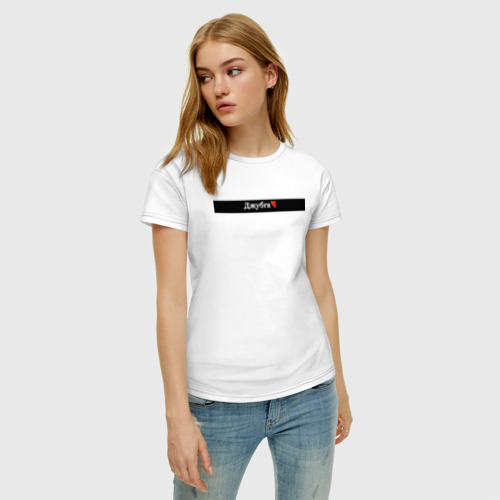 Женская футболка хлопок с принтом Джубга города России, фото на моделе #1