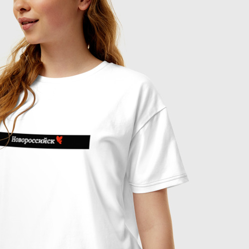 Женская футболка хлопок Oversize Новороссийск города России, цвет белый - фото 3