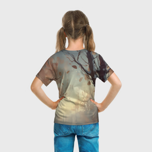 Детская футболка 3D с принтом Пушкин в зимнем дворе, вид сзади #2