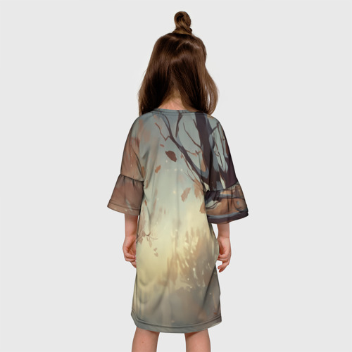 Детское платье 3D с принтом Пушкин в зимнем дворе, вид сзади #2
