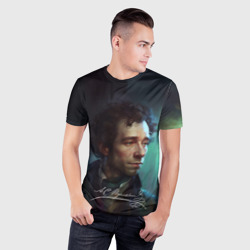 Мужская футболка 3D Slim Портрет Пушкина с подписью - фото 2