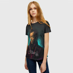 Женская футболка 3D Пушкин неоновый свет - фото 2
