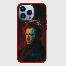 Чехол для iPhone 13 Pro Пушкин в неоновом свете