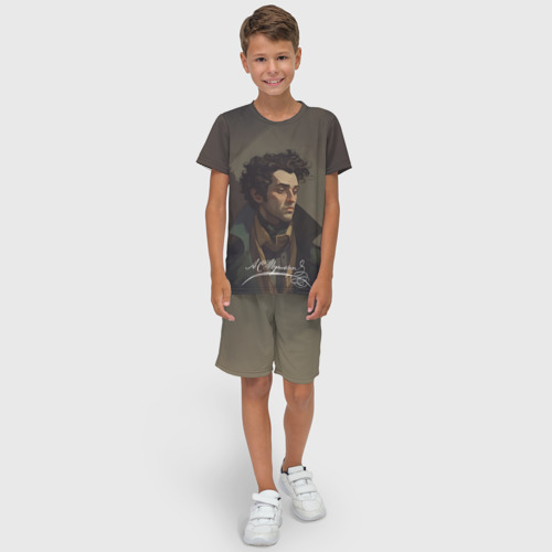 Детский костюм с шортами 3D Портрет Пушкина, цвет 3D печать - фото 3