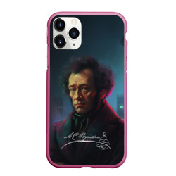 Чехол для iPhone 11 Pro Max матовый Пушкин в неоновом стиле