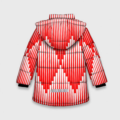 Зимняя куртка для девочек 3D Красные белые большие ромбы, цвет черный - фото 2