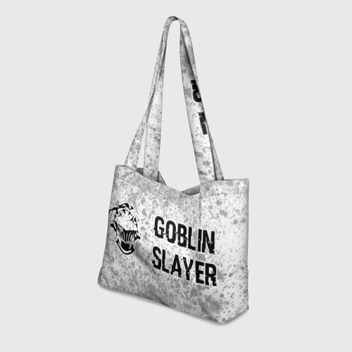 Пляжная сумка 3D Goblin Slayer glitch на светлом фоне: надпись и символ - фото 3