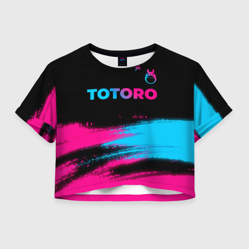 Женская футболка Crop-top 3D Totoro - neon gradient: символ сверху, цвет 3D печать