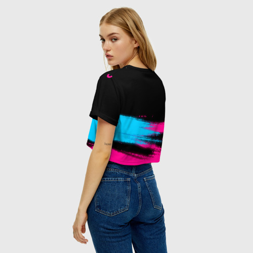 Женская футболка Crop-top 3D Totoro - neon gradient: символ сверху, цвет 3D печать - фото 5