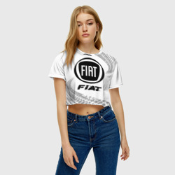 Женская футболка Crop-top 3D Fiat Speed на светлом фоне со следами шин - фото 2