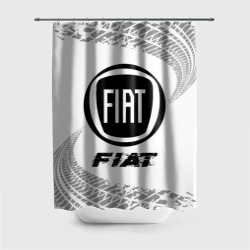 Штора 3D для ванной Fiat Speed на светлом фоне со следами шин