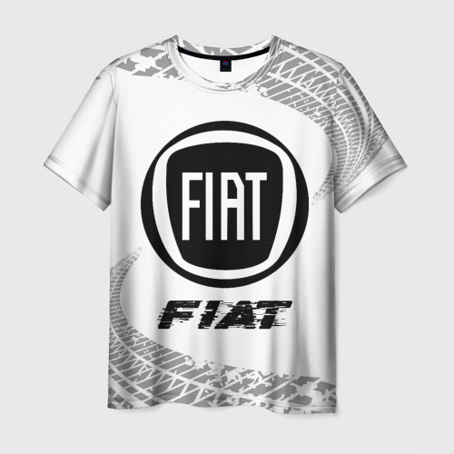 Мужская футболка 3D Fiat Speed на светлом фоне со следами шин, цвет 3D печать