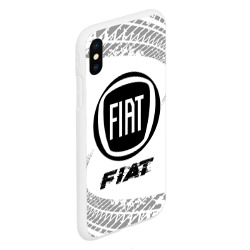 Чехол для iPhone XS Max матовый Fiat Speed на светлом фоне со следами шин - фото 2