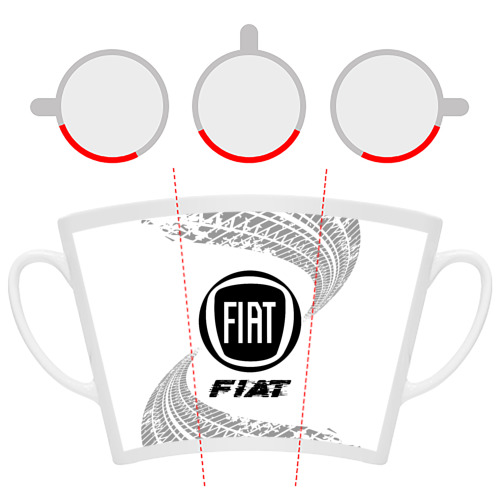 Кружка Латте с принтом Fiat speed на светлом фоне со следами шин, фото #6