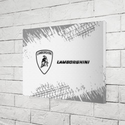 Холст прямоугольный Lamborghini Speed на светлом фоне со следами шин: надпись и символ - фото 2