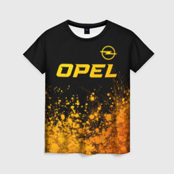 Женская футболка 3D Opel - gold gradient: символ сверху