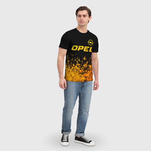 Мужская футболка 3D Opel - gold gradient: символ сверху, цвет 3D печать - фото 5