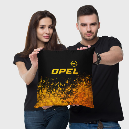 Подушка 3D Opel - gold gradient: символ сверху - фото 3