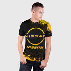 Мужская футболка 3D Slim Nissan - gold gradient - фото 2