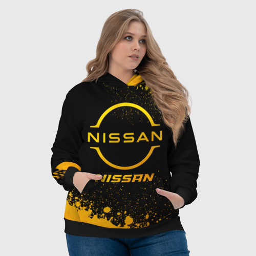 Женская толстовка 3D Nissan - gold gradient, цвет 3D печать - фото 6