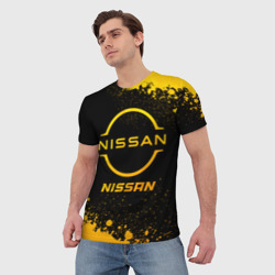 Мужская футболка 3D Nissan - gold gradient - фото 2