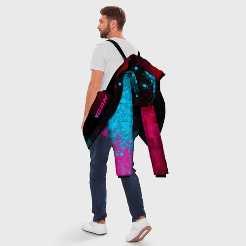 Мужская зимняя куртка 3D с принтом Changan - neon gradient: по-вертикали, вид сзади #2