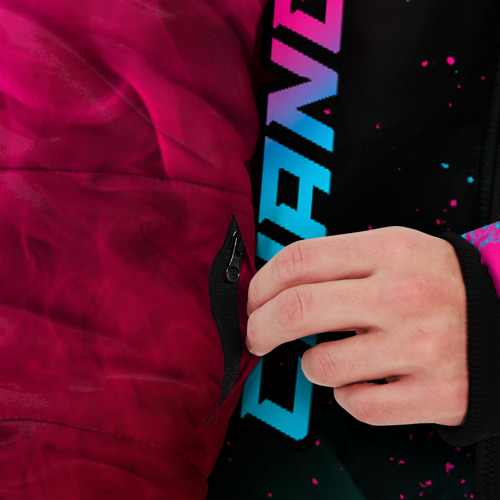 Мужская зимняя куртка 3D с принтом Changan - neon gradient: по-вертикали, вид сбоку #3