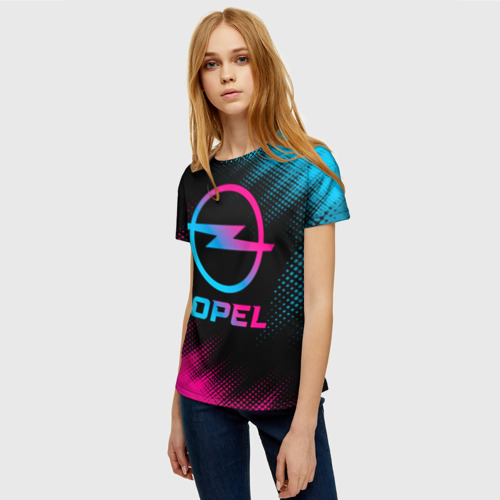 Женская футболка 3D Opel - neon gradient, цвет 3D печать - фото 3