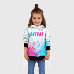 Толстовка с принтом Mini neon gradient style: символ сверху для ребенка, вид на модели спереди №3. Цвет основы: черный