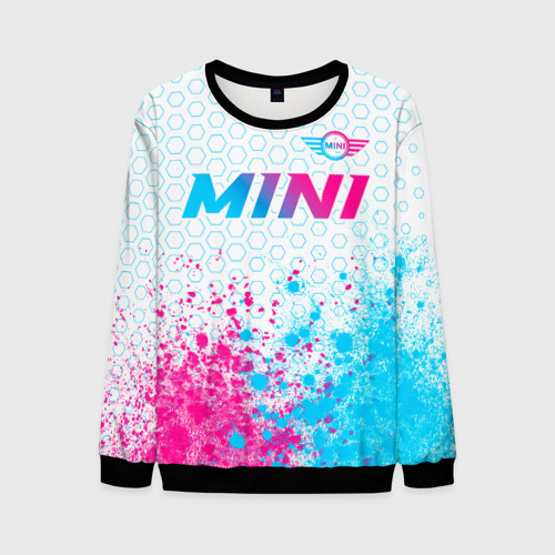 Мужской свитшот 3D Mini neon gradient style: символ сверху, цвет черный