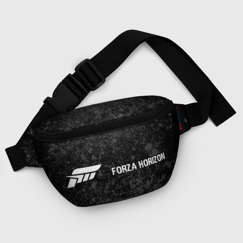 Поясная сумка 3D с принтом Forza Horizon glitch на темном фоне: надпись и символ, фото #5