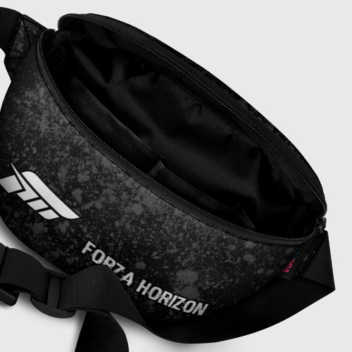 Поясная сумка 3D с принтом Forza Horizon glitch на темном фоне: надпись и символ, фото #6