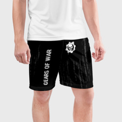 Мужские шорты спортивные Gears of War glitch на темном фоне: надпись, символ - фото 2