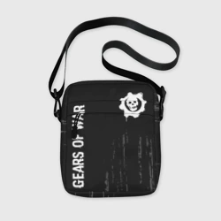 Сумка через плечо 3D Gears of War glitch на темном фоне: надпись, символ