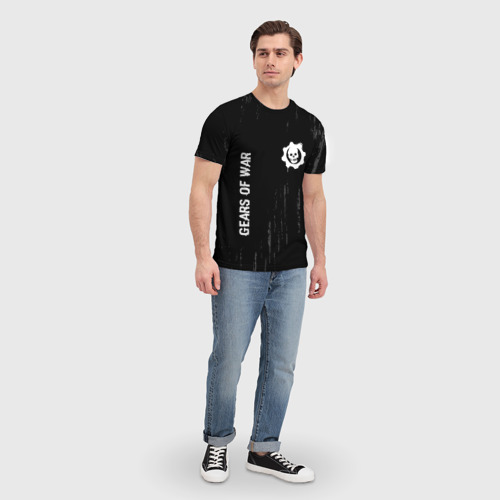 Мужская футболка 3D Gears of War glitch на темном фоне: надпись, символ, цвет 3D печать - фото 5