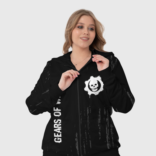 Женский костюм 3D Gears of War glitch на темном фоне: надпись, символ, цвет черный - фото 7