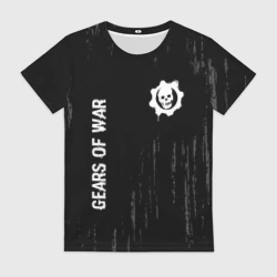 Женская футболка 3D Gears of War glitch на темном фоне: надпись, символ
