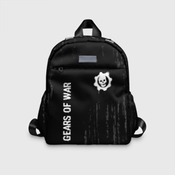 Детский рюкзак 3D Gears of War glitch на темном фоне: надпись, символ