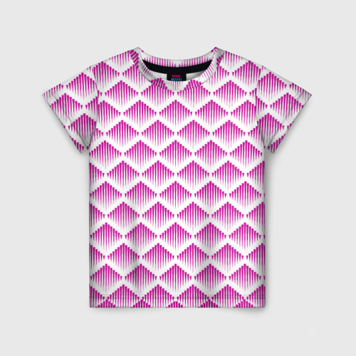 Детская футболка 3D с принтом Розовые вдавленные ромбы, вид спереди #2